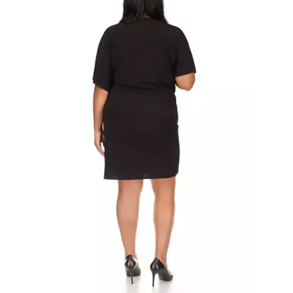 Michael Kors Women's Short-Sleeve Faux-Wrap Dress Black Size 3X 12433 - Picture 2 of 2